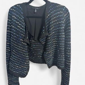 White House Black Market Black and Blue Cardigan